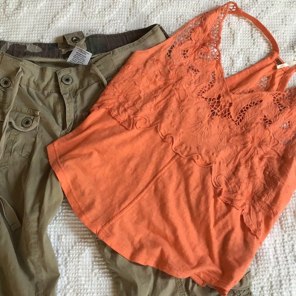 Tank orange free people plus cargo 5 crop